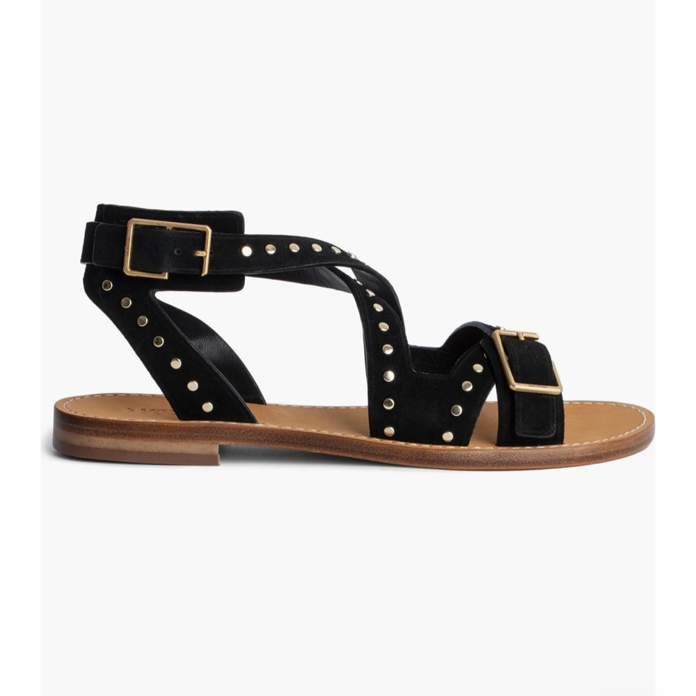 Zadig & Voltaire Black and Gold Studded Sandals